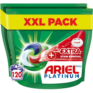 Ariel All-in-1 PODS Waschflüssigkeit Waschmittel Tabletten/Kapseln 120 Waschgänge (60 x 2) Extra Fleckenentfernung für zusätzliche Hygiene