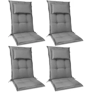 Beautissu Hochlehner Auflage 120 x 50 x 7 cm grau 4-tlg.