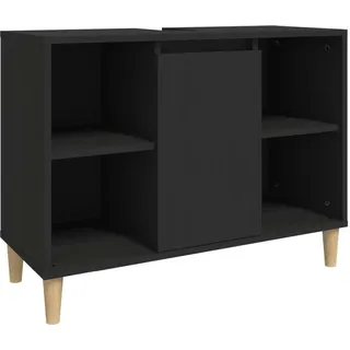 vidaXL Waschbeckenunterschrank Schwarz 80x33x60 cm Holzwerkstoff - Schwarz