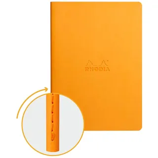Rhodia 116415C Rhodiarama Notizbuch (ideal für Ihre Notizen, DIN A5, 14,8 x 21 cm, 32 Blatt, liniert, Premium Velinpapier 80g, elfenbein) 1 Stück, orange