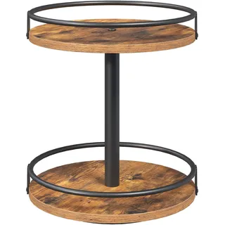 HOOBRO Gewürzregal, Küchenregal, 2-stufiger drehbarer Gewürzständer, Küchen-Organizer, Gewürzhalter, für Küchentheke, Schminktisch, Esstisch, Braun und Schwarz EBF92TL01