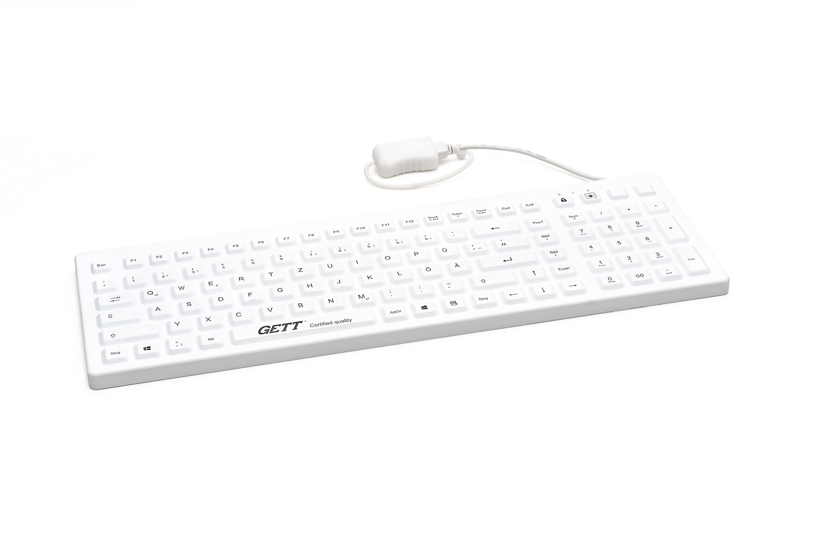 Bild von CleanType Prime Pro Plus weiß, USB, DE (TKG-110-GCQ-PR-KGEH-WHITE-IP68-MAG-BACKL-USB-DE)