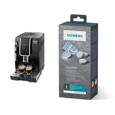 De'Longhi Dinamica ECAM 350.15.B Kaffeevollautomat mit Milchaufschäumdüse & Siemens Multipack TZ80003A, Inhalt: 1 x 10 Reinigungstabletten (je 2,2 g) und 2 x 3 Entkalkungstabletten