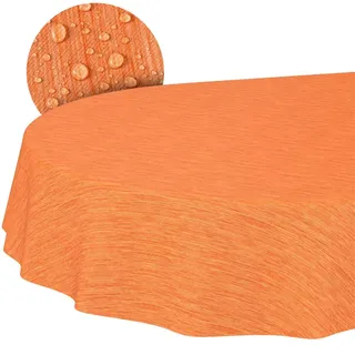 ANRO Tischdecke abwaschbar Wachstuch Oval 180 x 140 cm Orange