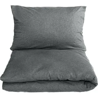 Bettwäsche 100% Baumwolle Jersey – Ganzjahresbettwäsche, einfarbiges Design & wendbar 135 x 200 cm