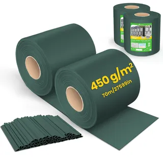 VOUNOT PVC Sichtschutzstreifen für Doppelstabmatten 140m x 19cm, 80 Befestigungsclips, Sichtschutz Zaunfolie für Stabmattenzaun, Gartenzaun, Zaun, Grün