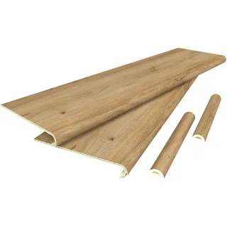 Neu.holz Treppenverkleidung-Set 8 Tlg. Bunschoten , Eichefarben , Kunststoff , Holz Optik , 120x32 cm , Teppiche und Böden, Bodenbeläge, Bodenzubehör, Bodenprofile