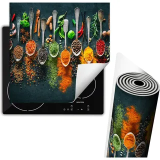 Herdabdeckplatte 60x52 cm Ceranfeld Abdeckung Anti Rutsch Matte Aufrollbar, Gewürze Löffel