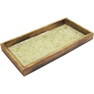 nu steel Luxus Milchglas Mosaik & Holz Tablett Organizer für das Badezimmer Dekor, Küche, Kristalle