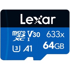 Bild 633x 64GB Micro SD Karte, microSDXC UHS-I Karte ohne SD-Adapter, Bis zu 100 MB/s Lesen, Speicherkarte Micro SD A1, C10, U3, V30 (LMS0633064G-BNNAA)