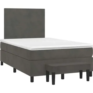 vidaXL Boxspringbett mit Matratze Dunkelgrau 120x190 cm Samt - Grau