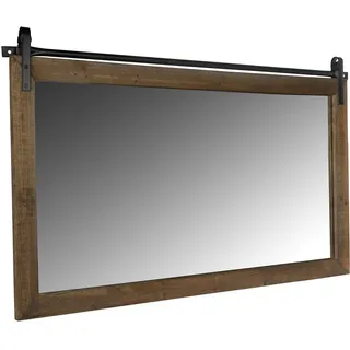 Spiegel Wandpiegel Holzrahmen rollbar braun 86 x 71 cm Rustikal Landhausstil - Braun