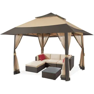 Yaheetech Faltpavillon 4 x 4 m inkl. 4 Seitenteile Braun
