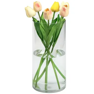 QEEYON Acryl Zylindervase 25cm, Ø12cm – Klare Acryl Kleine Vase Bruchsichere Zylindrische Blumenvase aus Kunststoff für Tischdeko bei Heimbüro & Hochzeiten