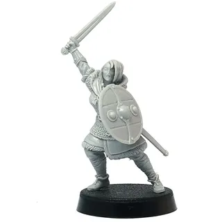 brother vinni Female Viking, Amazon Miniature, Shield Maiden 28mm, Resin, Grau, 3.5x1.5x1.5