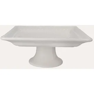 KEYHOMESTORE | Weißer quadratischer Tortenständer aus Keramik - Weiß