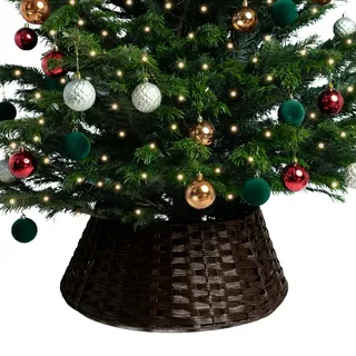 RELSY Weiden-Weihnachtsbaum-Rock, braun/schwarz, Weihnachtsbaumkorb, Weihnachtsbaumrock, Rattan, Weihnachtsbaumrock für jede Baumgröße (groß, schwarz/braun)