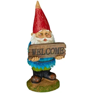 Relaxdays Gartenzwerg , Kunststoff , 13.5x31x12 cm , Dekoration, Dekofiguren & Skulpturen, Dekotiere