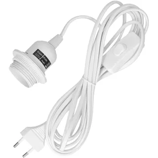 kwmobile Lampenfassung E27 mit Kabel 3,5 m - E27 Fassung mit Kabel - Lampenfassung mit Schalter - Glühbirnenfassung weiß - Lampenaufhängung Steckdose