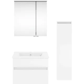 Puris Badezimmer , Weiß Hochglanz , Holzwerkstoff , 2 Schubladen , 92.2 cm , Made in Germany, Dgm , hängend , Badezimmer, Badmöbelsets & Badmöbelserien, Badmöbel-Sets