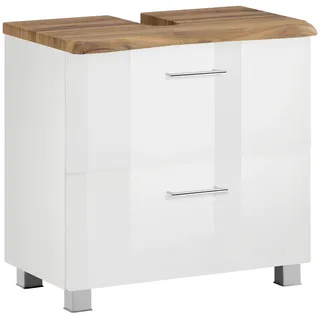 WELLTIME Waschbeckenunterschrank WELLTIME "Trento, verschiedene Ausführungen und Farben", weiß (weiß hochglanz, baumkante), B:60cm H:54cm T:35cm, Holzwerkstoff, MDF, Schränke, Waschbeckenunterschrank, Badmöbel, Breite 60 cm, Beckenunterschrank auf Füßen, Made in 