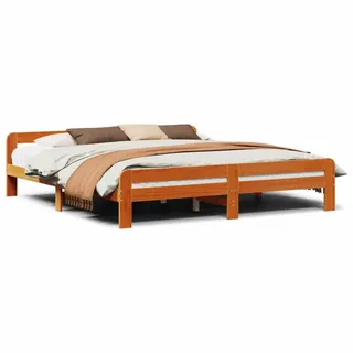 vidaXL Massivholzbett ohne Matratze Wachsbraun 200x200 Kiefernholz - Braun