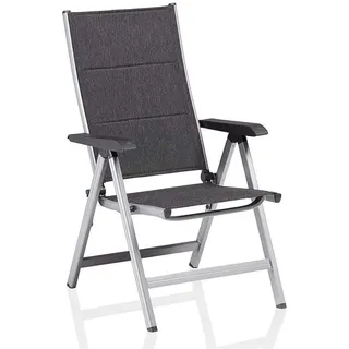 KETTLER Basic Plus Padded Multipositionssessel, silber/ anthrazit meliert, Aluminium/Outdoorgewebe - Silber, Dunkelgrau