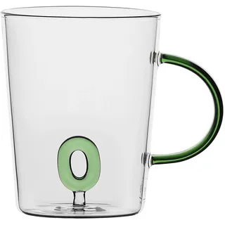 LA PORCELLANA BIANCA - Tasse Buchstabe 'O' aus Borosilikatglas, Fassungsvermögen 400 cc, Kollektion Allalettera