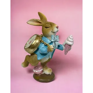 Clayre & Eef Hase Osterhase Kaninchen Uhr Taschenuhr Eis Dekoration Figur 13,5cm