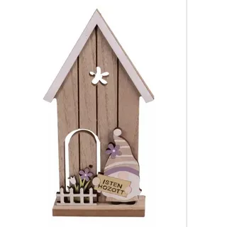 Deko - Häuschen mit Elf, Holz - 22 cm