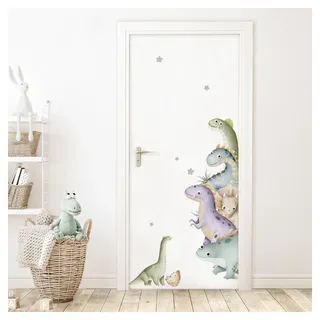 DEKO KINDERZIMMER Türaufkleber Dinosaurier Wandsticker mit Name für Kinderzimmer Tür Sticker Wandtattoo Babyzimmer Wandaufkleber selbstklebend DK1119-02