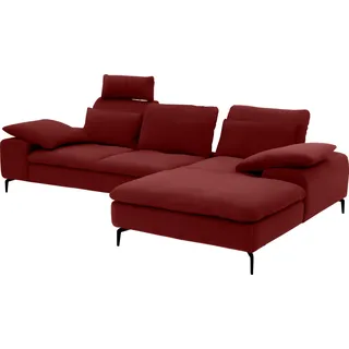 W.SCHILLIG Ecksofa »valentinoo, Designsofa, bequem, elegant und zeitlos, L-Form« inklusive Hocker, mit Sitztiefenverstellung, Breite 299 cm, rot