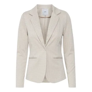 ICHI IHRUTI BL8 Damen Blazer Kurzblazer Jacke Karierter EIN-Knopf-Blazer mit Stretch und Reverskragen, Größe:S, Farbe:Doeskin (151308)