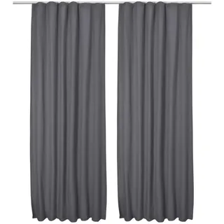 Beautissu Amelie Thermovorhang Kräuselband 140 x 245 cm Grau 2tlg