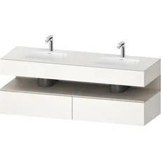 Duravit Qatego Einbauwaschtisch mit Konsolenwaschtischunterbau, 1600x550x600mm, Nische Taupe Matt, Doppelwaschtisch, QA4797091, Farbe: Weiß Supermatt