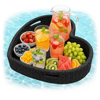 Relaxdays Schwimmendes Tablett Herz, schwarz