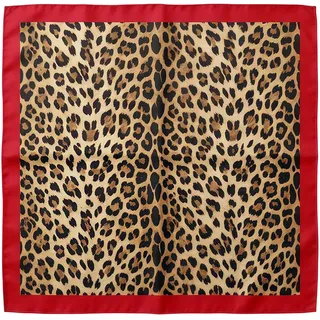LuminaVerde Seidig Weiche Seidenoptik, Halstuch Damen Seidentuch Kopftuch Bandana, Leopard Print Elegant Modern, 70x70 cm Quadratisch, Hochwertiger Saum Ideales Accessoire Geschenk(Rot)