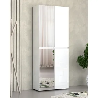 INOSIGN Mister 80 x 200 x 34 cm 4 Türen, 12 Fächer, 2 Spiegel weiß hochglänzend