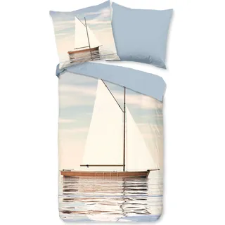 Duvet cover Good Morning 135x200 + 1* 80x80 cm - maritime/sailing boat - Blau