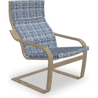ABAKUHAUS Ethnisch Poäng Sessel Polster, Gestreifte Hippie Tile, Sitzkissen mit Stuhlkissen mit Hakenschlaufe und Reißverschluss, Marine-Blau und Creme - Creme