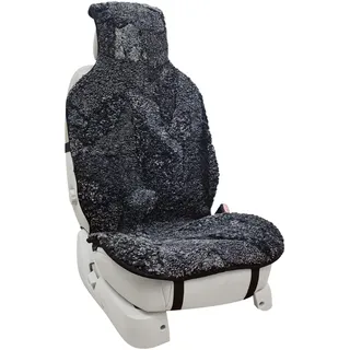 Champlus Schaffell-Sitzbezug – echtes australisches Lammfell gelockte Wolle Sitzkissen für Vordersitz, weiche, natürliche Reine Wolle, universell passend für die meisten Autos, SUVs, LKWs, Minivans,