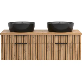 Held Möbel Waschtisch Manchester Aufsatzbecken Schwarz 55 x 120 x 47 cm Eiche 2