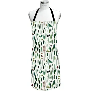 Kochschürze APELT "7007", bunt (grün, natur), B:80cm L:85cm, Web, Baumwolle, Polyester, Schürzen, Kochschürze, Olivendesign