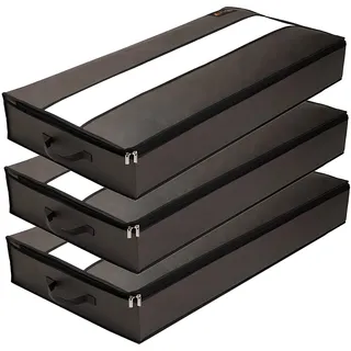 LACAZO NEU 3er Set Unterbettkommode luftdurchlässige, wasserdichte Unterbett Aufbewahrungstasche - Unterbett Aufbewahrung für Bettdecken, Kissen, Plüschtiere - Kleideraufbewahrung (Grau)