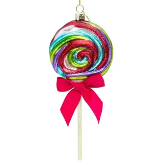 SIKORA Bunter Riesen Lolli mit Schleife besondere Weihnachtskugel Glas Christbaumschmuck Deko Figur Weihnachten Anhänger Ornament - Trend Line - BS498