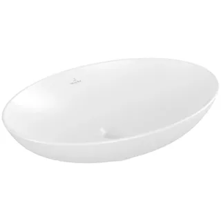 Villeroy & Boch Loop & Friends Aufsatzwaschbecken, oval, 620x420x120mm, mit Überlauf, ohne Hahnloch, 4A4800RW, Farbe: Stone White CeramicPlus