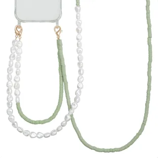 Selencia Handyketten Set mit Perlen und Elastikbändern - Pistache Cream - Grün