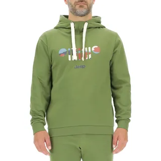 JEEP O102889-E100 J Herren Kapuzenpullover - Aufdruck Grille Baumrinde Camouflage Hintergrund J23W Olive Green XL