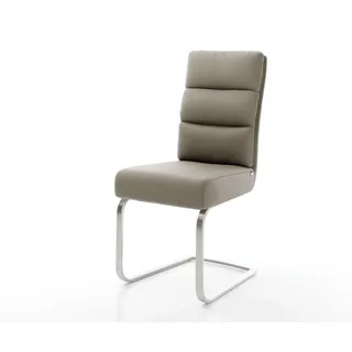 DELIFE Freischwinger Pela-Flex Echt-Leder Schlamm Freischwinger flach Edelstahl Taschenfederkern - Grau
