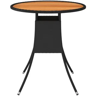 vidaXL Garten-Esstisch Schwarz Ø 70 cm Poly Rattan Massivholz Akazie - Schwarz